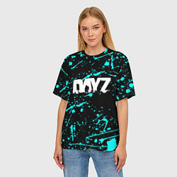 Футболка оверсайз женская Dayz голубые краски, цвет: 3D-принт — фото 2