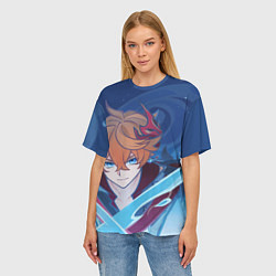 Футболка оверсайз женская Genshin Impact Tartaglia hydro, цвет: 3D-принт — фото 2