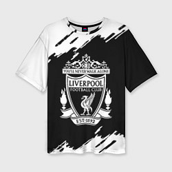 Футболка оверсайз женская Liverpool белые краски штрихи, цвет: 3D-принт