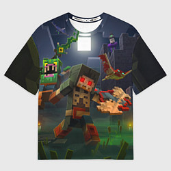 Женская футболка оверсайз Майнкрафт - темная ночь
