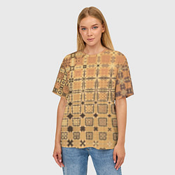 Футболка оверсайз женская Абстрактный узор кремово-песочный, цвет: 3D-принт — фото 2