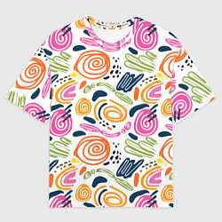 Женская футболка оверсайз Яркие спирали