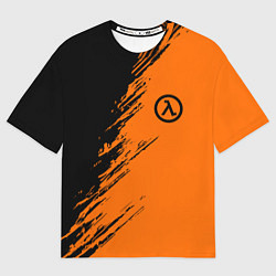 Футболка оверсайз женская Half Life - black and orange, цвет: 3D-принт
