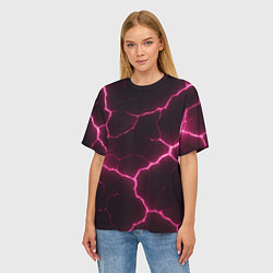 Футболка оверсайз женская Розовый свет из разлома плит, цвет: 3D-принт — фото 2