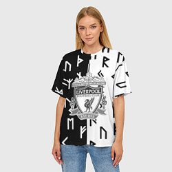 Футболка оверсайз женская Liverpool символы текстура, цвет: 3D-принт — фото 2