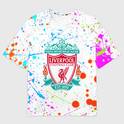 Футболка оверсайз женская Ливерпуль неоновые брызги красок, цвет: 3D-принт