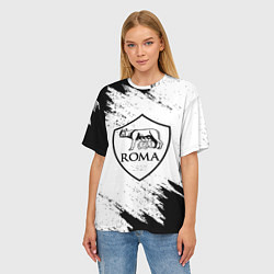Футболка оверсайз женская ROMA черно белые штрихи, цвет: 3D-принт — фото 2