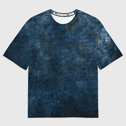 Женская футболка оверсайз Абстракция - old blue wall with black stains