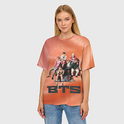 Футболка оверсайз женская BTS фотка на диване, цвет: 3D-принт — фото 2