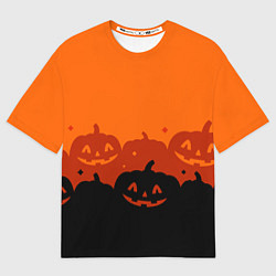 Футболка оверсайз женская Хэллоуин счастливые тыквы, цвет: 3D-принт