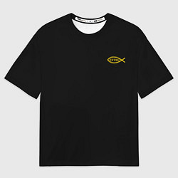 Женская футболка оверсайз Симъ победиши черно-оранжевый арт