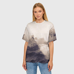 Футболка оверсайз женская Сепия абстрактная горная река, цвет: 3D-принт — фото 2