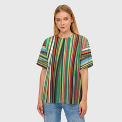 Футболка оверсайз женская Полоски ткани, цвет: 3D-принт — фото 2