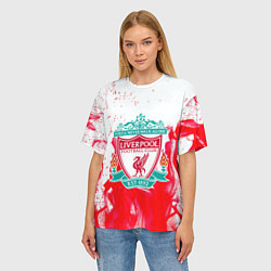 Футболка оверсайз женская Liverpool розовый огонь, цвет: 3D-принт — фото 2