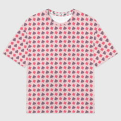 Женская футболка оверсайз Паттерн бубны и пики розовый