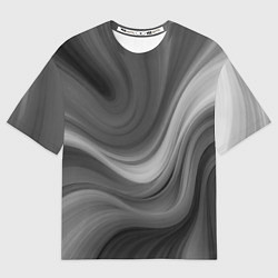 Футболка оверсайз женская Серые волны абстракция однотонная, цвет: 3D-принт