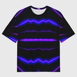 Женская футболка оверсайз Color multicoloured neon stripes