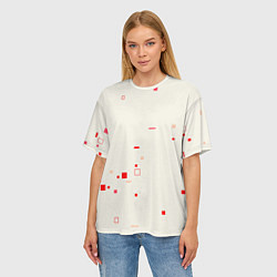 Футболка оверсайз женская Color white red shapes, цвет: 3D-принт — фото 2