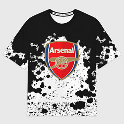 Футболка оверсайз женская Арсенал черно белые краски, цвет: 3D-принт