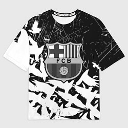 Футболка оверсайз женская Barcelona черно белые птицы, цвет: 3D-принт