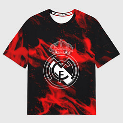 Футболка оверсайз женская Real Madrid красный огонь, цвет: 3D-принт