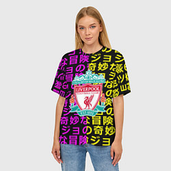 Футболка оверсайз женская Ливерпуль японские символы паттерн, цвет: 3D-принт — фото 2