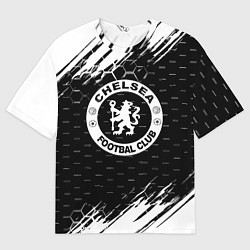 Женская футболка оверсайз Chelsea штрихи красок текстура