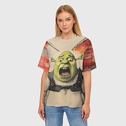 Футболка оверсайз женская Шрек в панике, цвет: 3D-принт — фото 2