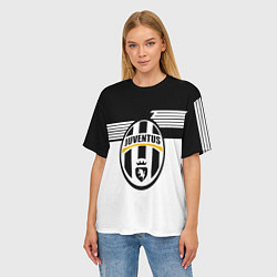 Футболка оверсайз женская Juventus полосы линии, цвет: 3D-принт — фото 2
