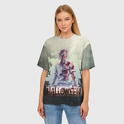 Футболка оверсайз женская Halloween зомби, цвет: 3D-принт — фото 2