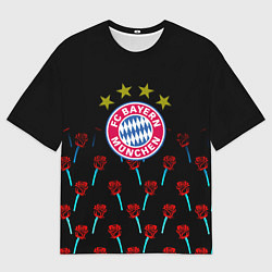 Женская футболка оверсайз Бавария Мюнхен розы паттерн