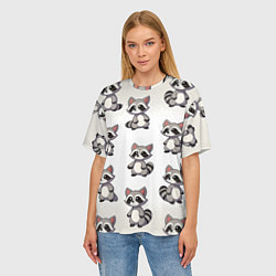 Футболка оверсайз женская Много енотов, цвет: 3D-принт — фото 2