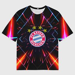 Футболка оверсайз женская Бавария Мюнхен неоновая абстракция, цвет: 3D-принт