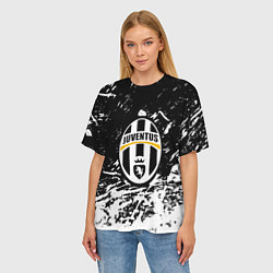 Футболка оверсайз женская Ювентус краски всплеск штрихи, цвет: 3D-принт — фото 2