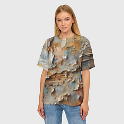 Футболка оверсайз женская Старая штукатурка на стене - абстракция, цвет: 3D-принт — фото 2