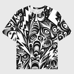 Женская футболка оверсайз Lightnings and faces - ai art fantasy