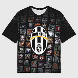 Женская футболка оверсайз Juventus ачивки паттерн