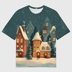 Футболка оверсайз женская Сказочный Новогодний городок, цвет: 3D-принт