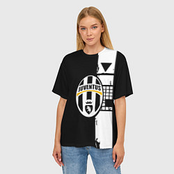 Футболка оверсайз женская Ювентус геометрия белая, цвет: 3D-принт — фото 2