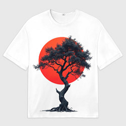 Футболка оверсайз женская Японское дерево и солнце, цвет: 3D-принт