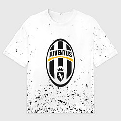 Женская футболка оверсайз Juventus краски текстура всплеск