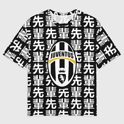 Женская футболка оверсайз Ювентус япония символы