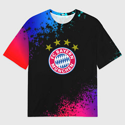 Женская футболка оверсайз Бавария Мюнхен краски неон градиент
