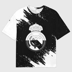 Женская футболка оверсайз Реал Мадрид черно белые краски