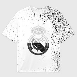 Женская футболка оверсайз Реал Мадрид черно белые краски