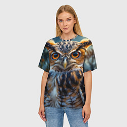 Футболка оверсайз женская Лунная сова в лесу, цвет: 3D-принт — фото 2