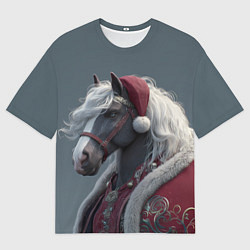 Футболка оверсайз женская Лошадь в новогоднем костюме, цвет: 3D-принт