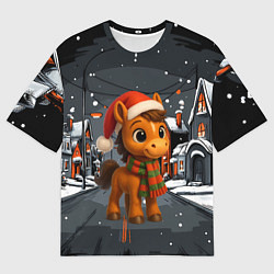 Футболка оверсайз женская Новогодняя лошадка 2026 год, цвет: 3D-принт