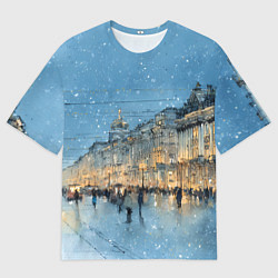 Футболка оверсайз женская Снежный вечер Санкт-Петербурга, цвет: 3D-принт
