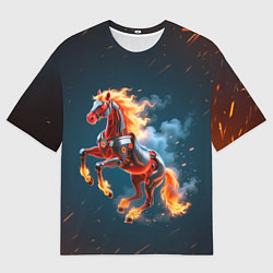 Футболка оверсайз женская Огненная лошадь киборг, цвет: 3D-принт
